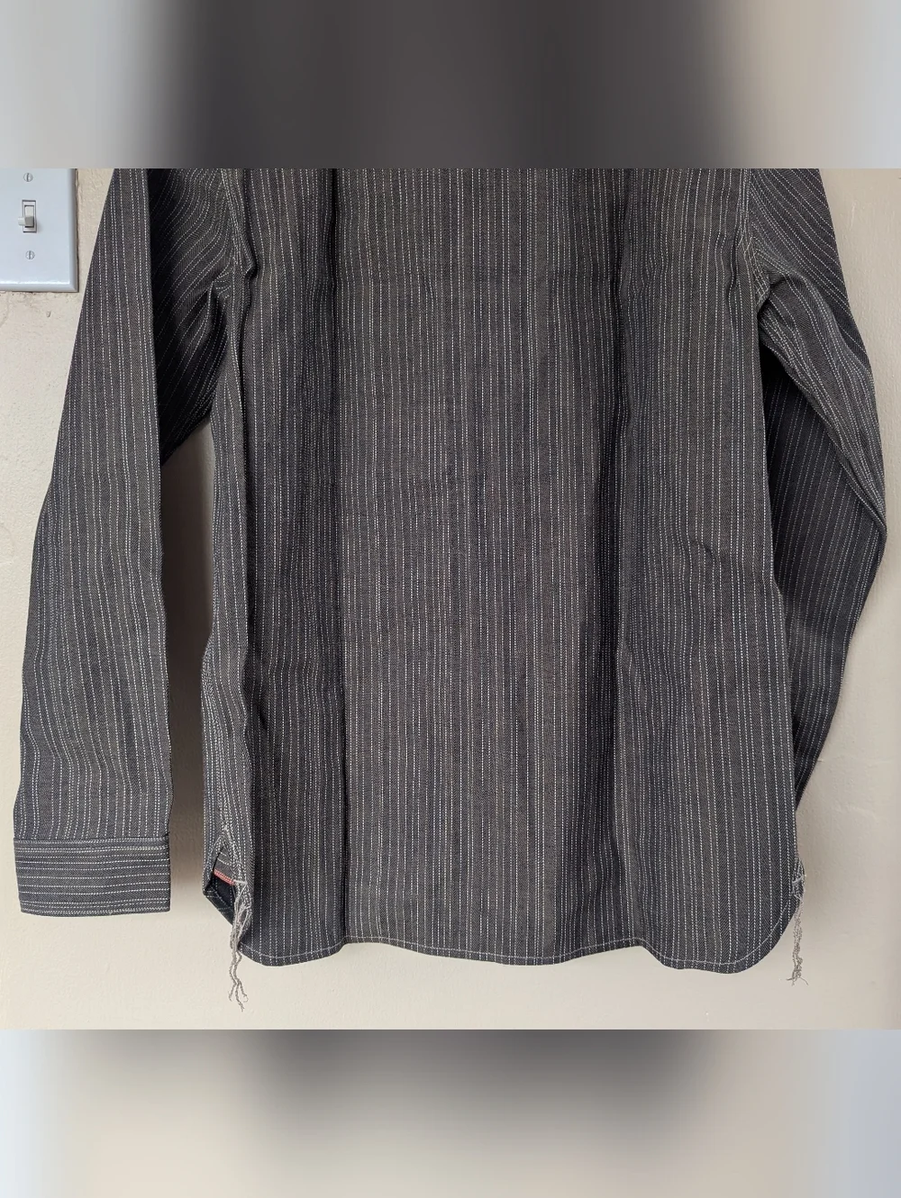 Gustin #8 Japan Wabisabi Workshirt, Brown/Gray & White Striped (SIZE LARGE SLIM) - Picture 11 of 15